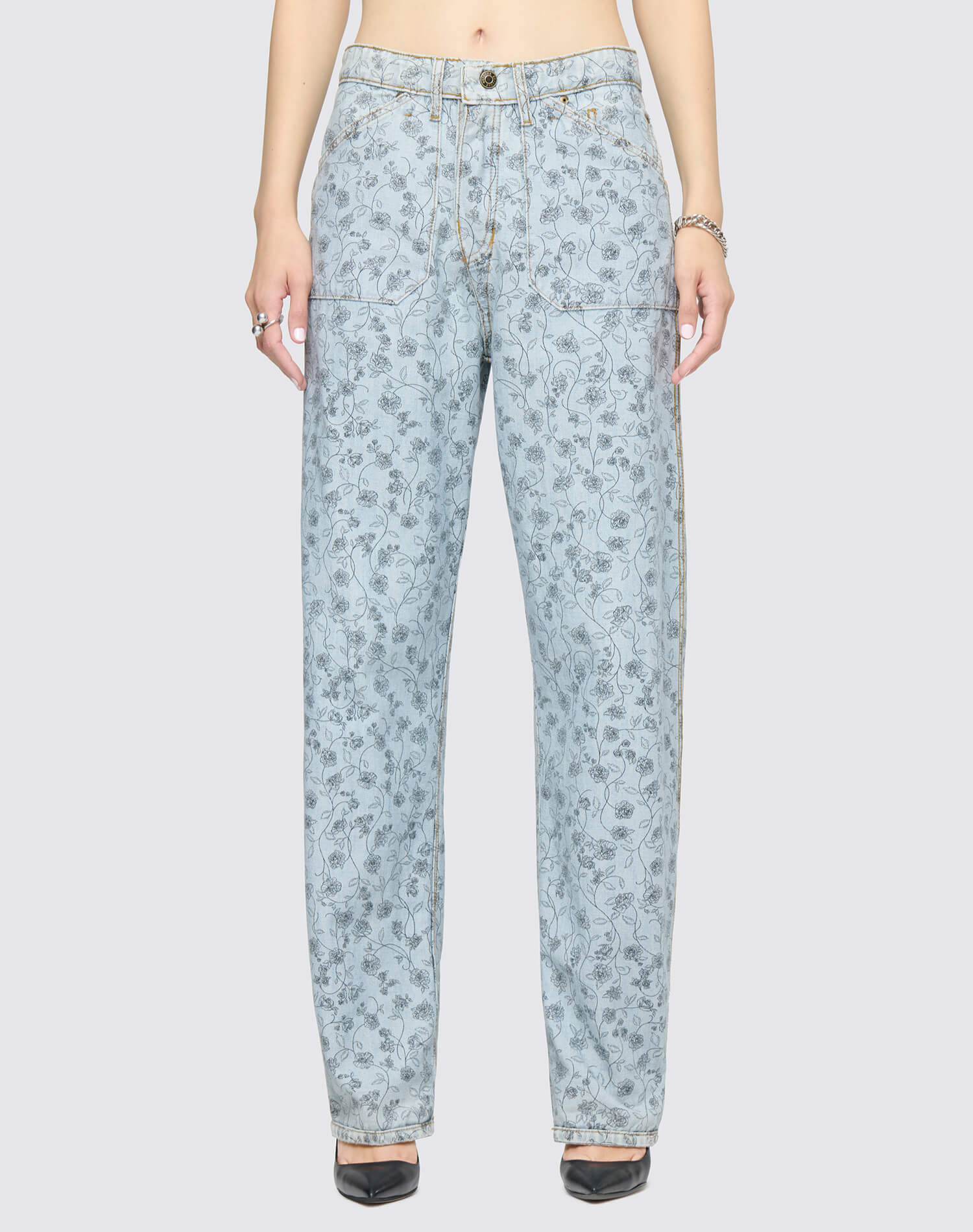 The Rewind Jean - Love Letter Blue Floral
