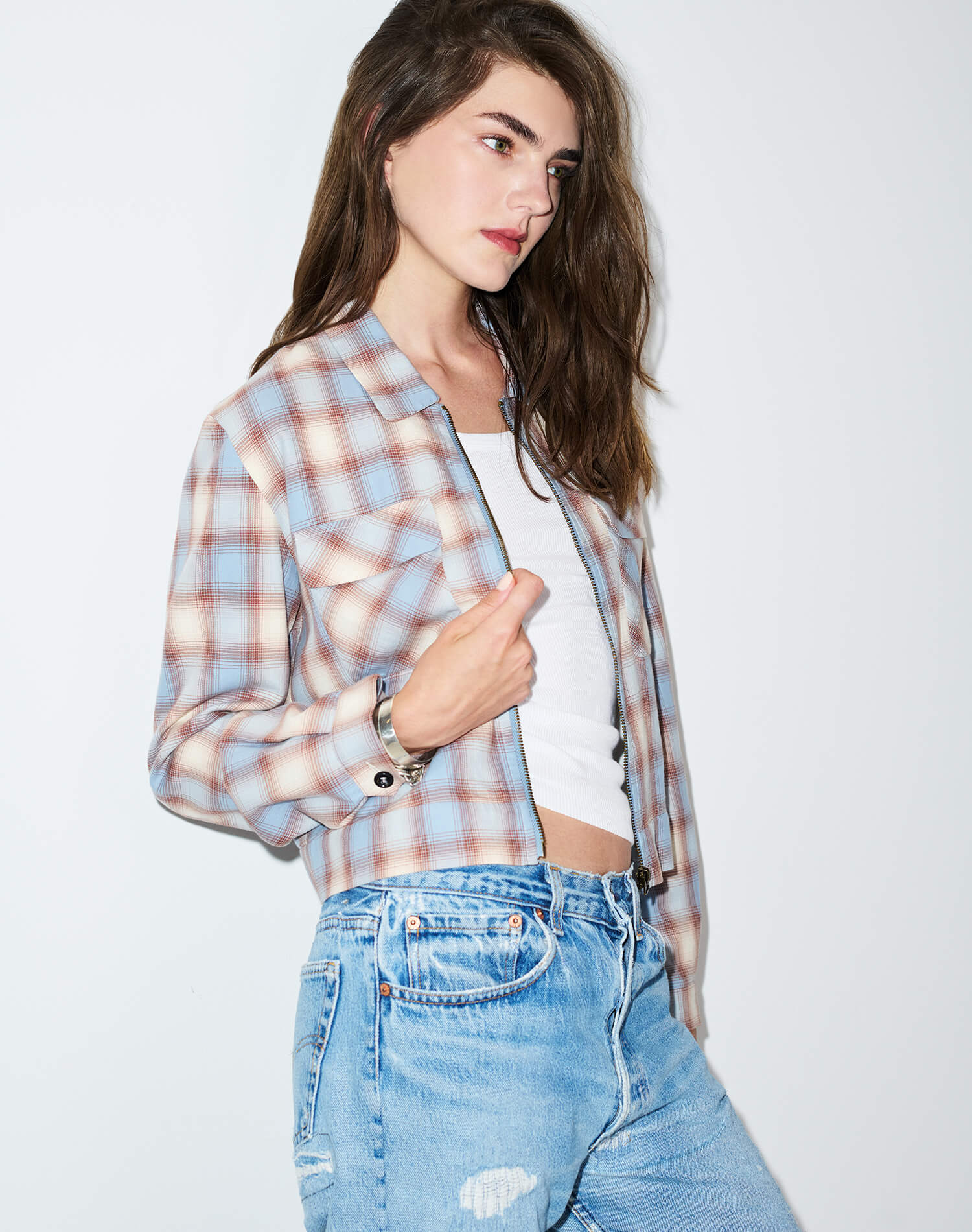 Viv Jacket - Bluebell Plaid