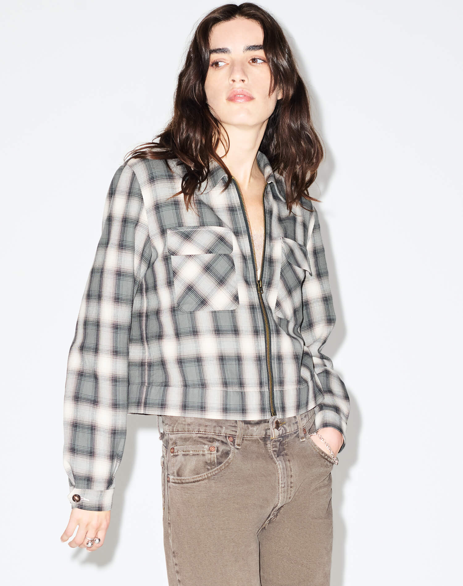 Viv Jacket - Dark Sage Plaid