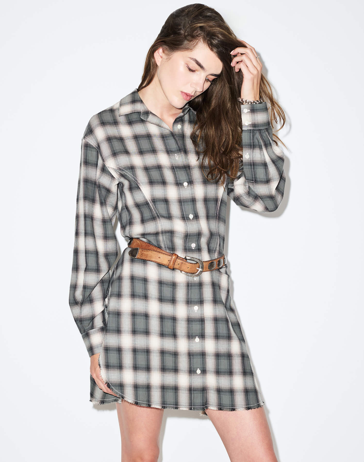 Agnes Dress - Dark Sage Plaid