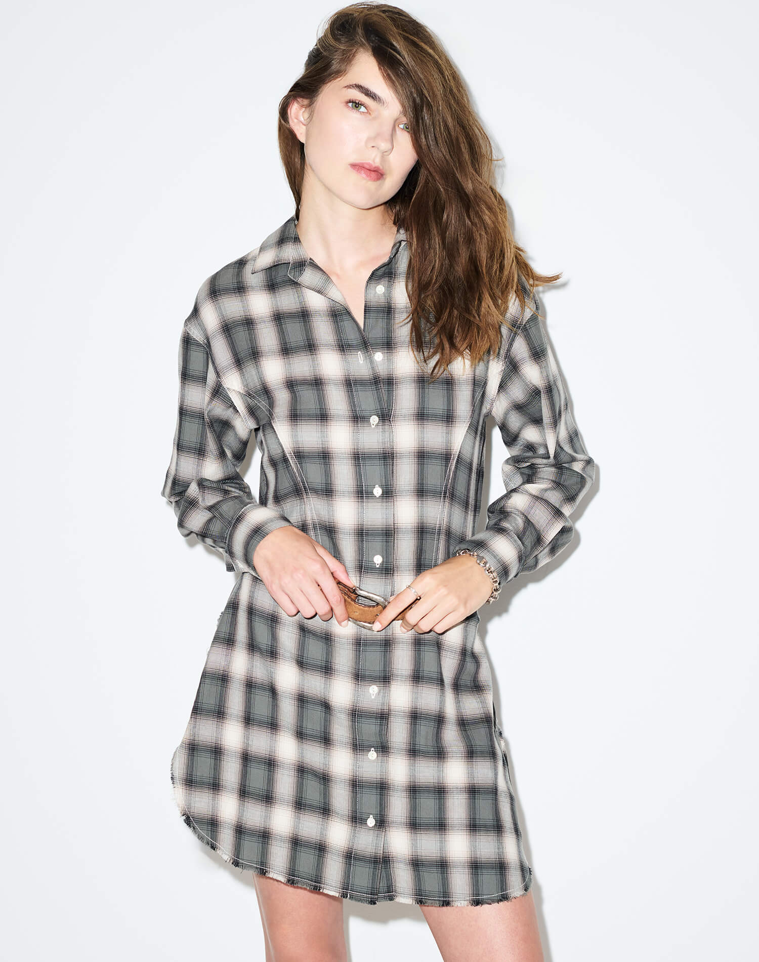 Agnes Dress - Dark Sage Plaid