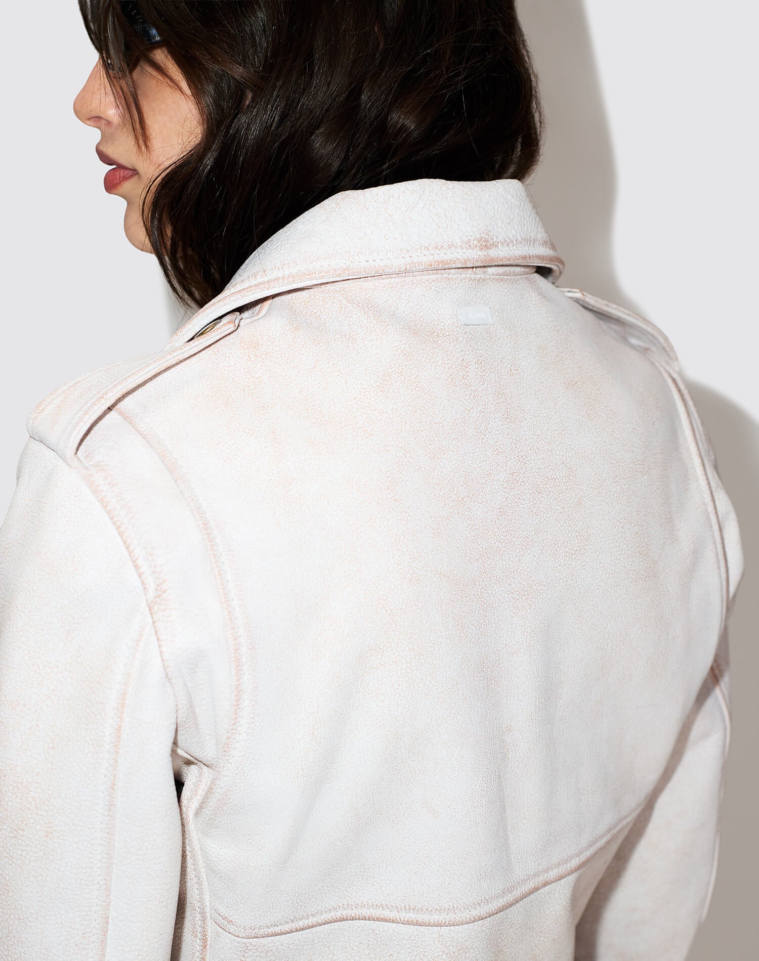 Leather Moto Jacket - White