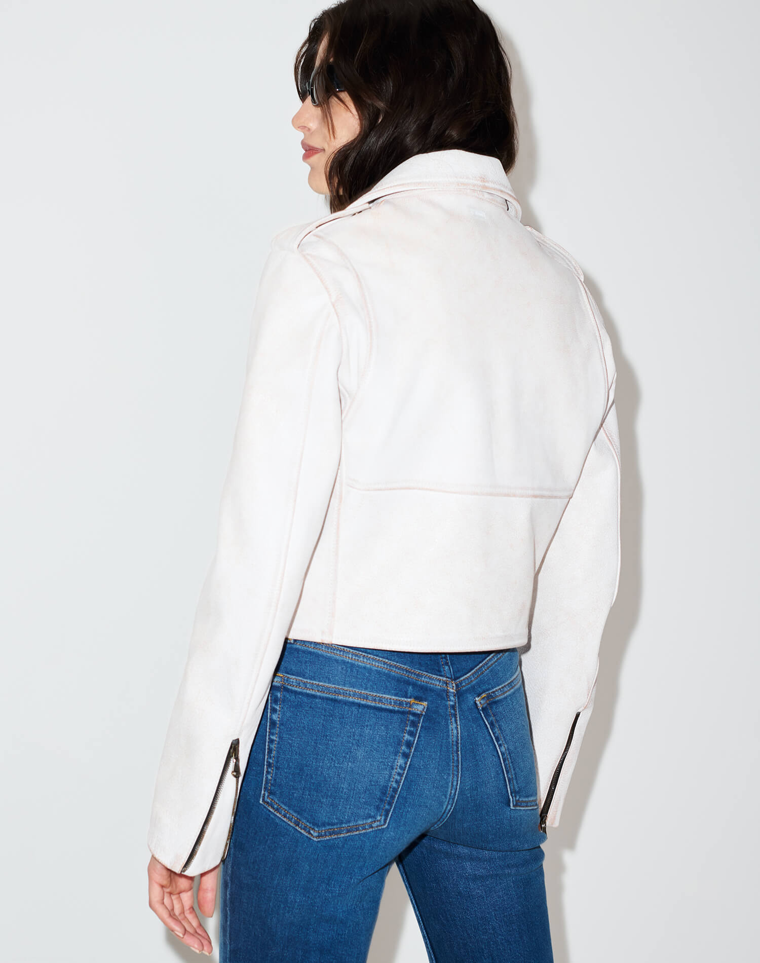 Leather Moto Jacket - White