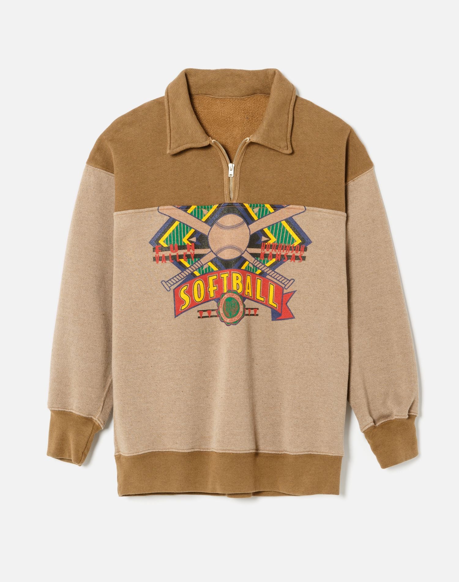 80s Upcycled Oversized Half Zip - Assorted Caramel