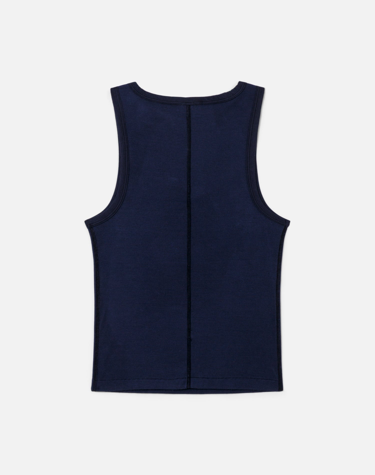 Ribbed High Neck Tank - Navy