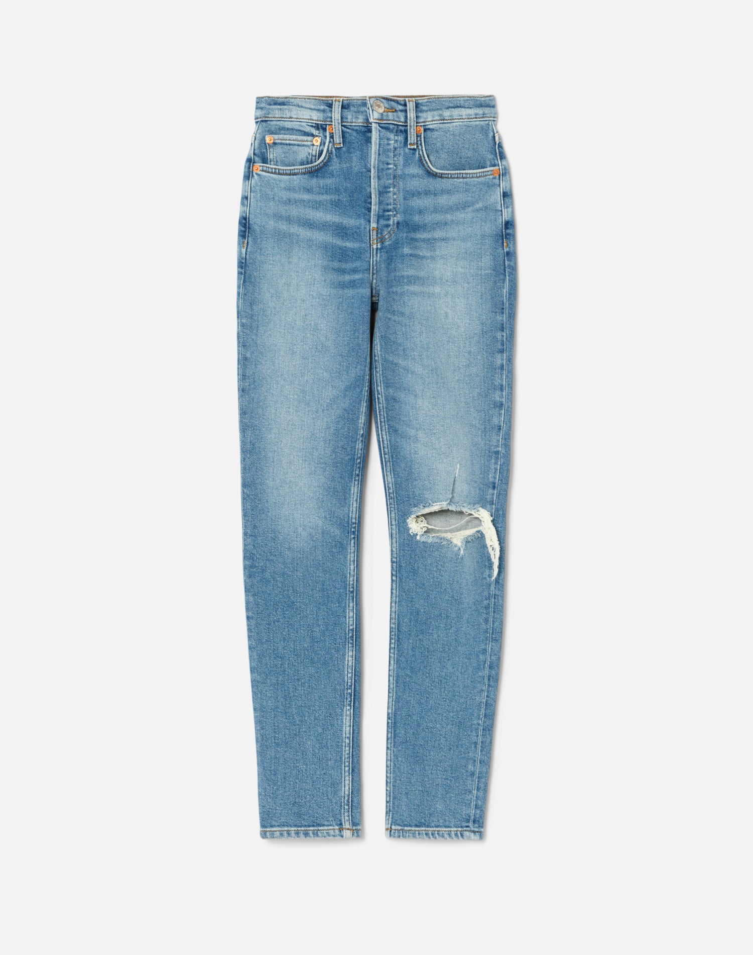 Comfort Stretch High Rise Ankle Crop - Worn Brook Blue