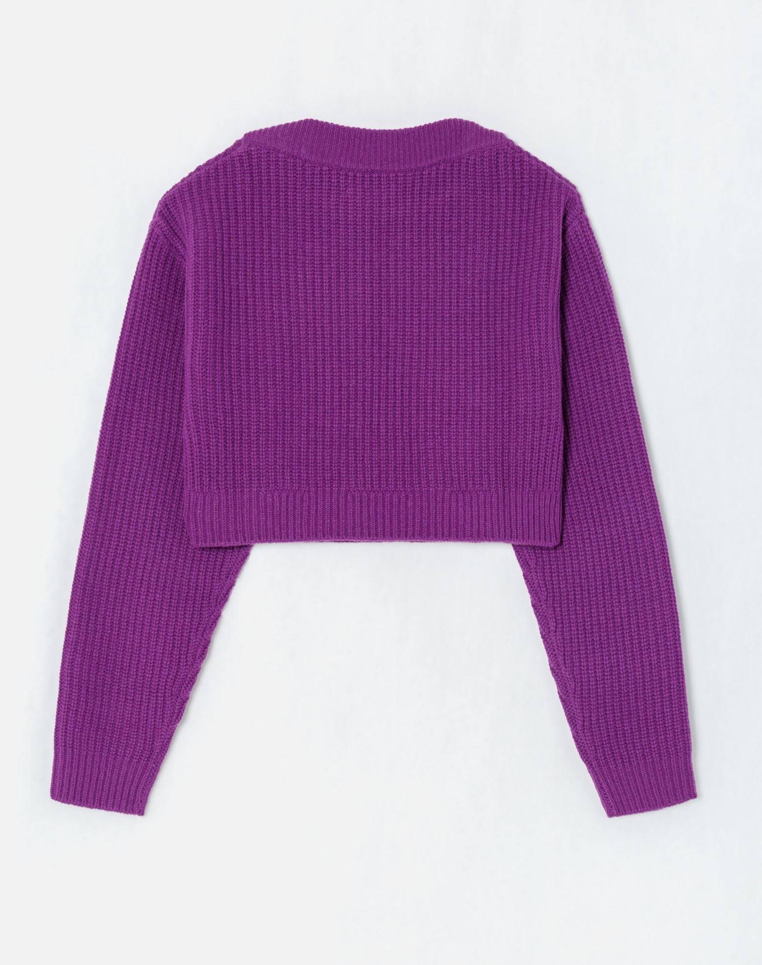 Cropped Boatneck Pullover - Purple