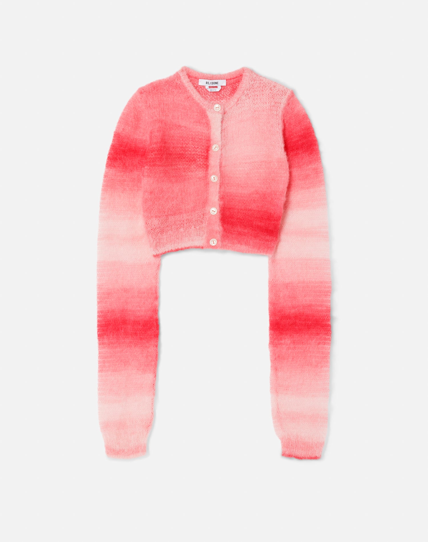 Cropped Crewneck Cardigan - Red Space Dye