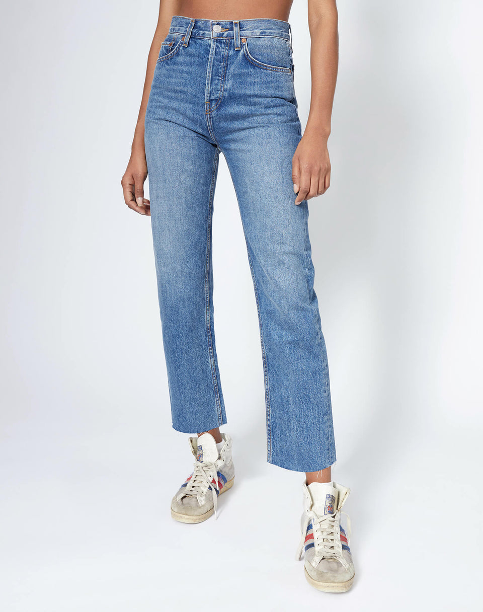 RE/DONE Jeans | High Rise Stove Pipe in Medium Vain Wash