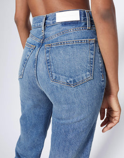 RE/DONE Jeans | High Rise Stove Pipe in Medium Vain Wash