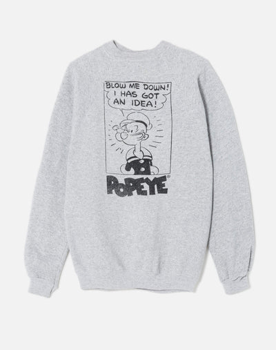 Upcycled "Popeye Idea" Sweatshirt - Grey