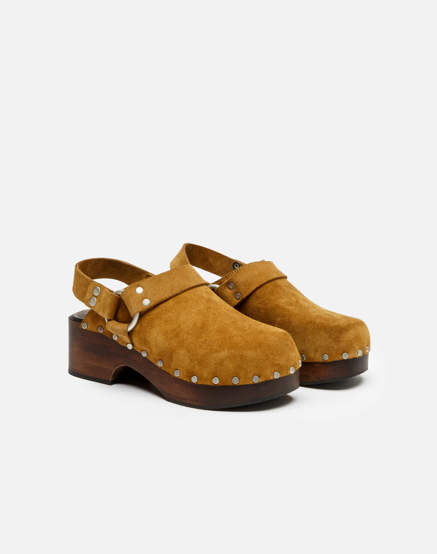 70s Studded Slingback Clog - Cuoio Suede