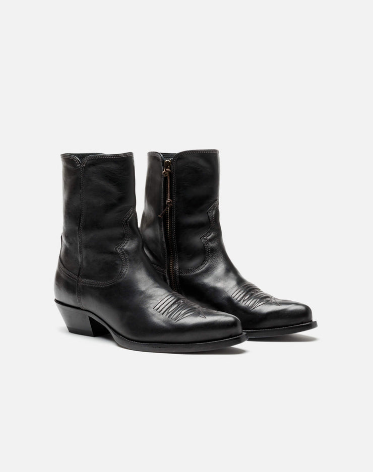 Western Boot - Black Leather