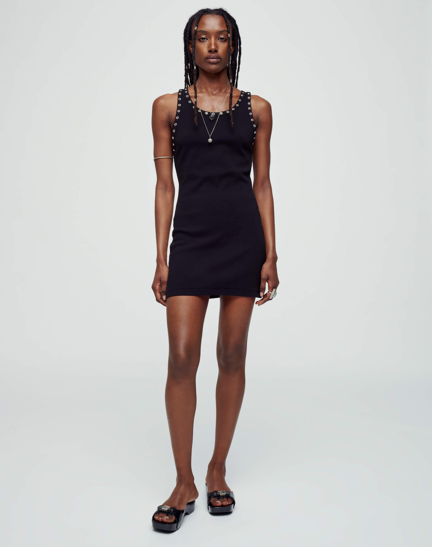 Eyelet Tank Dress - Black