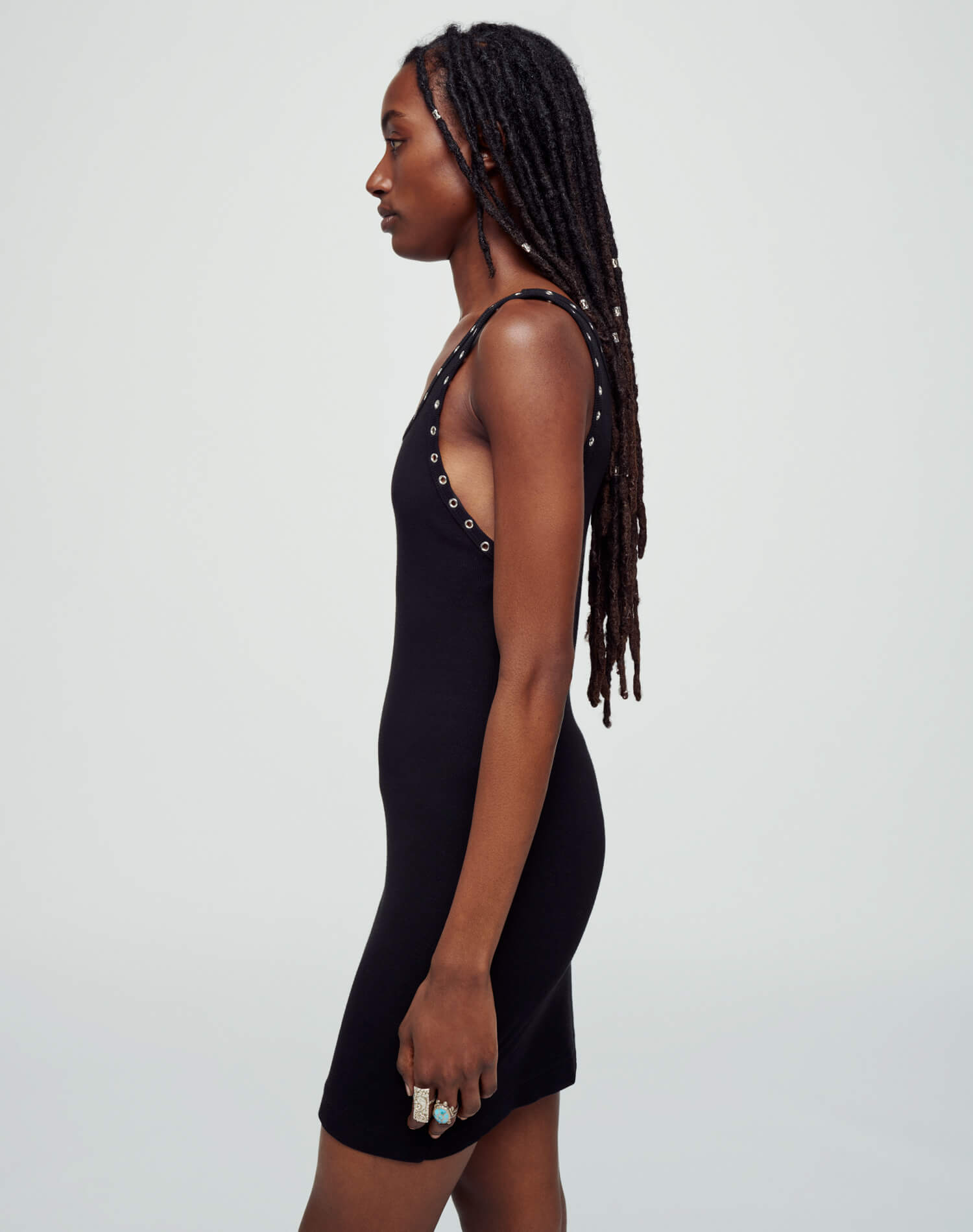 Eyelet Tank Dress - Black