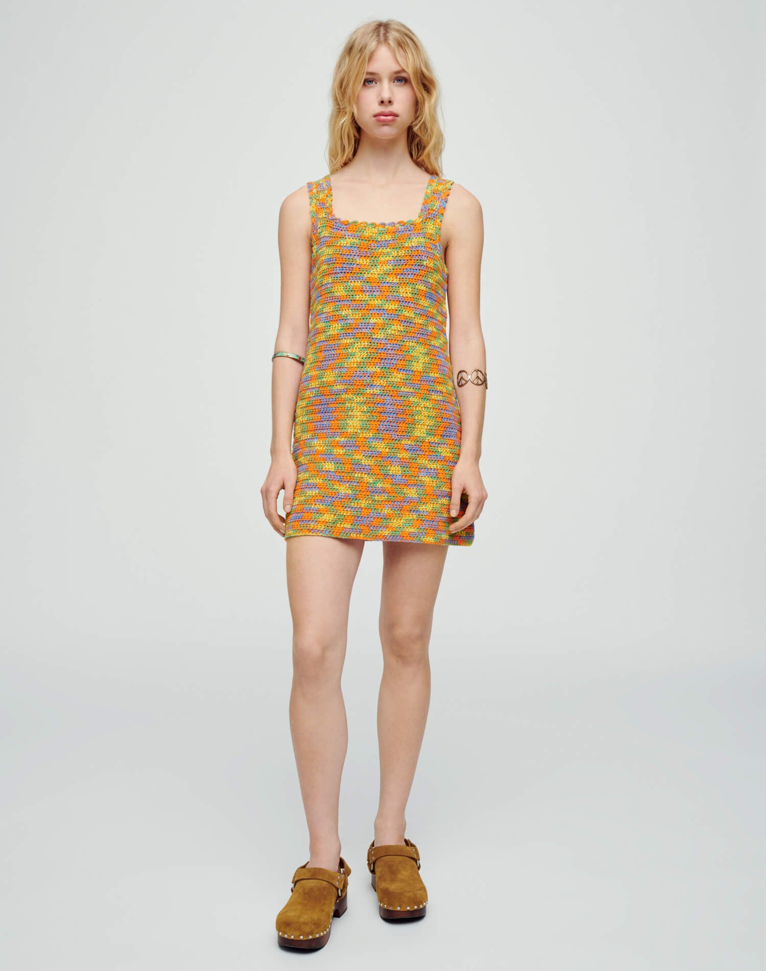 70s Crochet Dress - Multi Space Dye