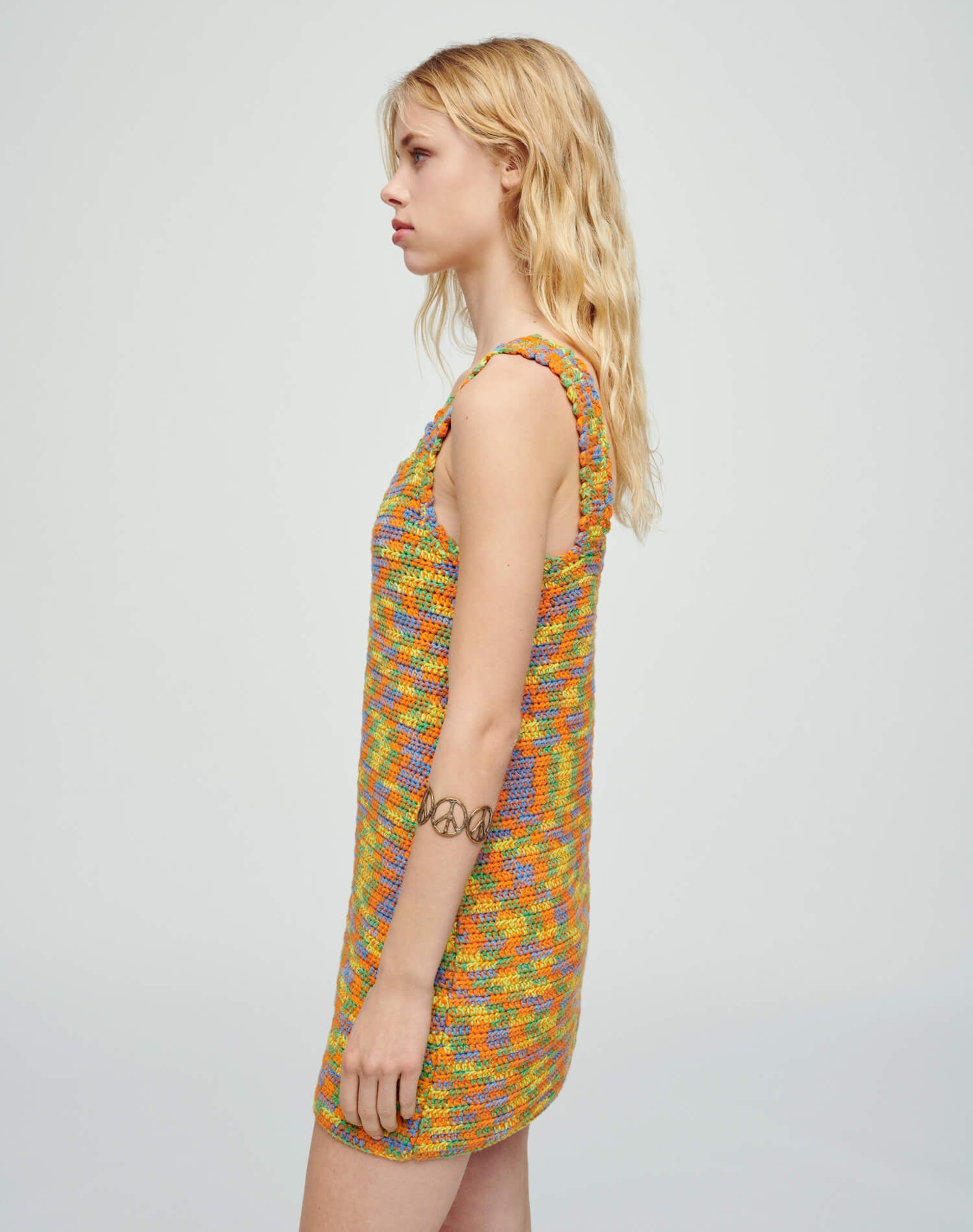 70s Crochet Dress - Multi Space Dye