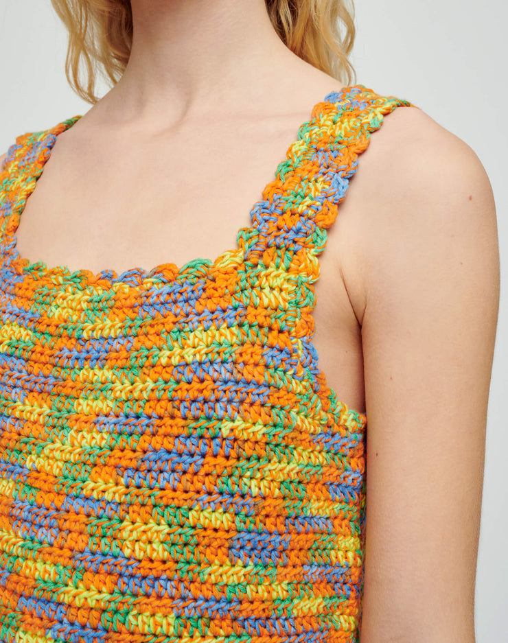 70s Crochet Dress - Multi Space Dye