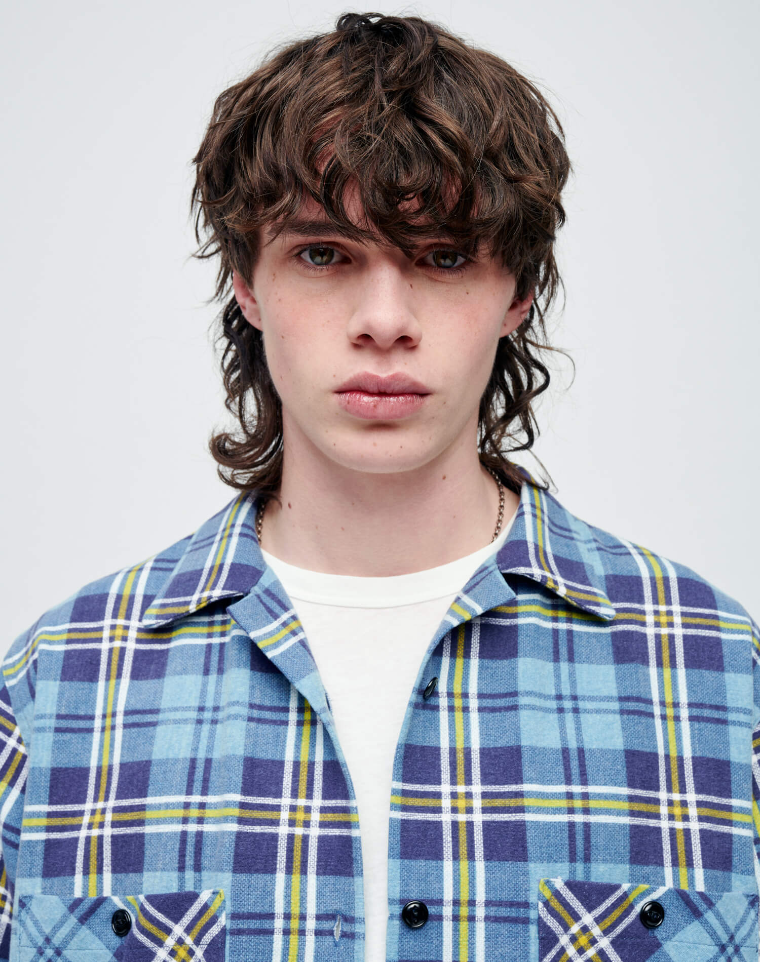 50s Straight Bottom Shirt - Navy/Blue