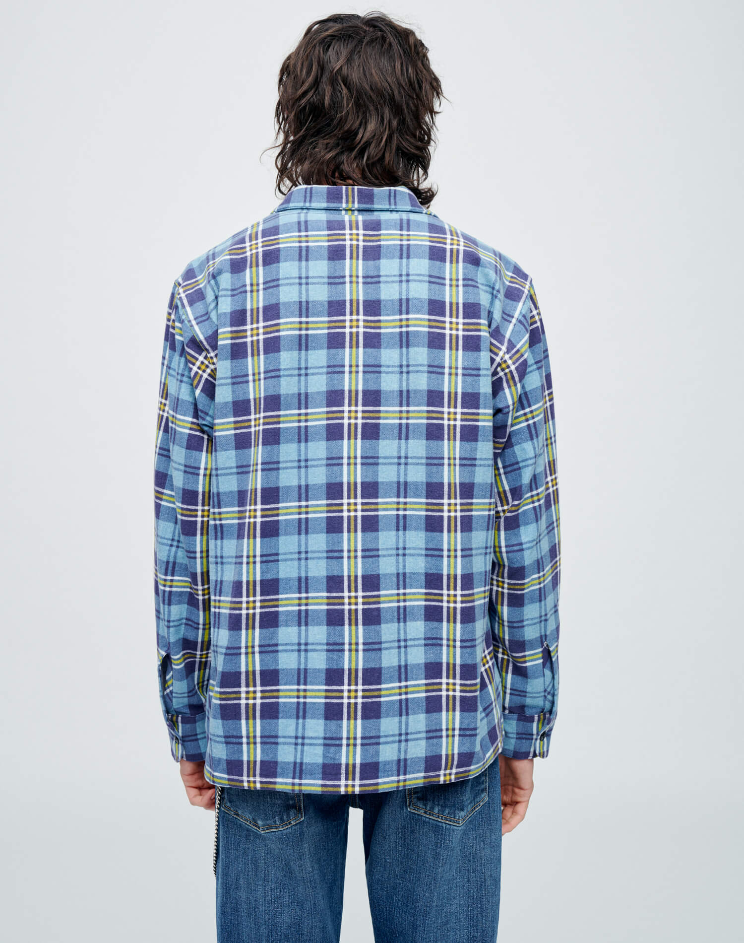 50s Straight Bottom Shirt - Navy/Blue