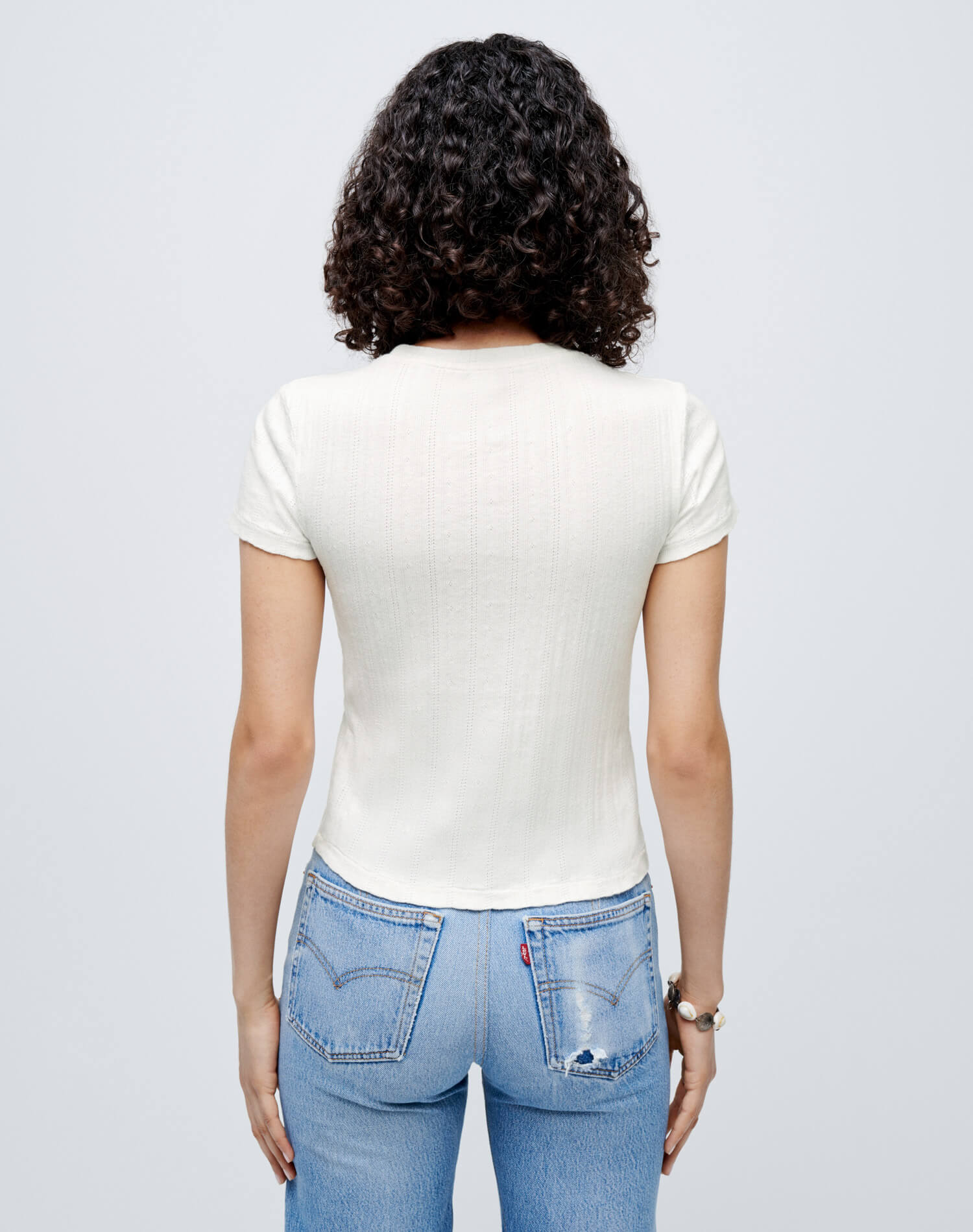 Pointelle Baby Tee - Vintage White