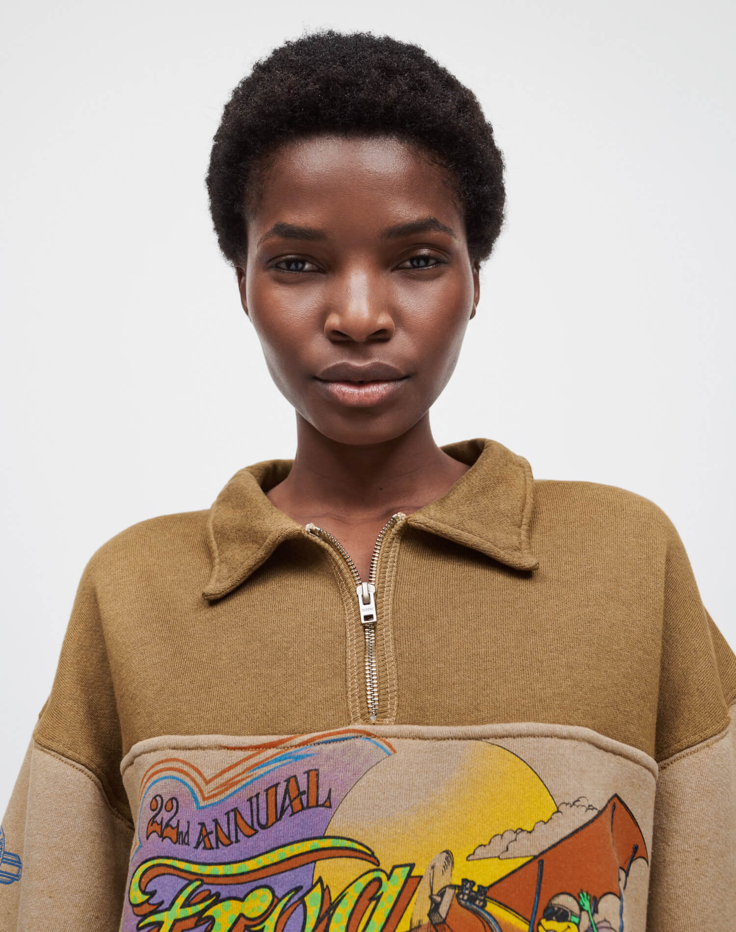 80s Upcycled Oversized Half Zip - Assorted Caramel