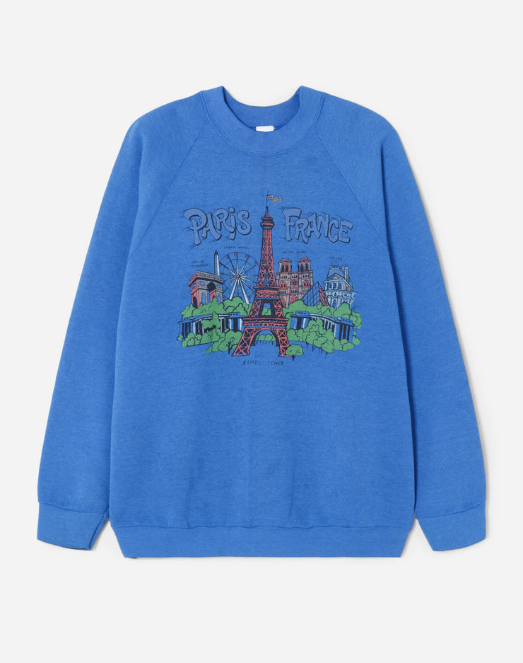 Upcycled "Paris Postcard" Sweatshirt - Blue