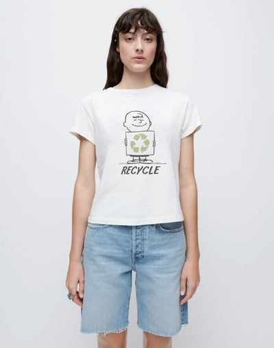 Classic "Peanuts Recycle" Tee - Vintage White