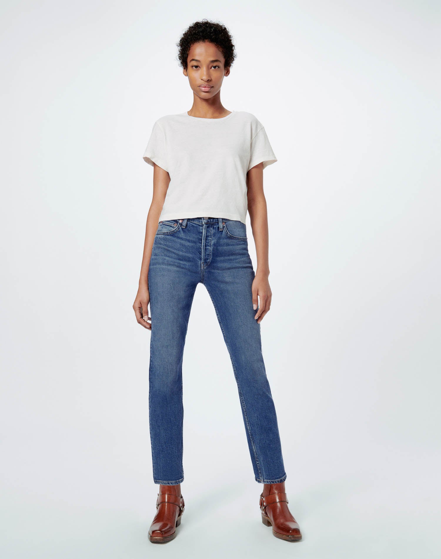 RE/DONE Surplus | Stretch High Rise Ankle Crop in Mid 70s
